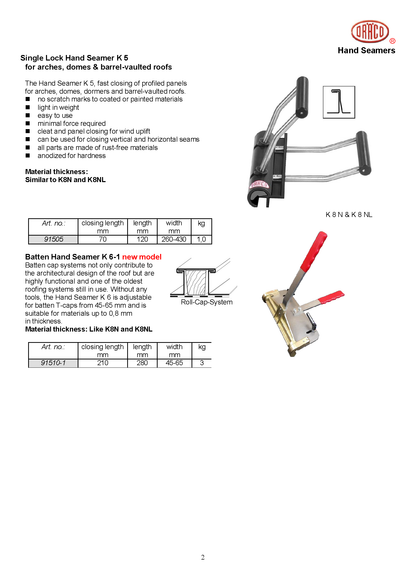 Draco K7 - Double Standing Seam Closing Tool